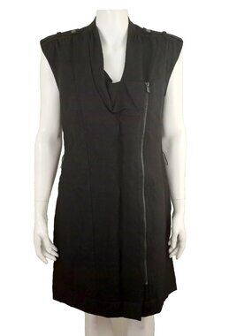 Calvin Klein Black Dress Sleeveless Textured Zip Front